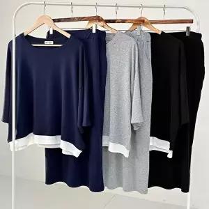 [셀러허브 패션]빅사이즈투피스 X576L604 편한배색마실룩세트 RA (48700997)