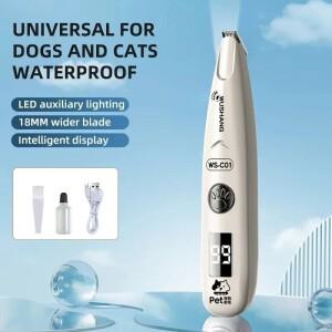 애완견 전기 그루머 트리머 LED 라이트 방수 애완동물 발털 저소음 고양이개 얼굴 발 귀 힙 발톱 면도기