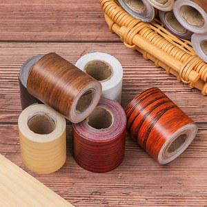 PVC 시뮬레이션 우드 그레인 스커트 라인 스티커 방수 자체 접착 벽 테두리 스티커 거실 홈 데코 5cm x 5m