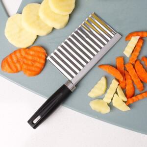 스테인레스 스틸 웨이브 나이프 감자 칩 슬라이서 반죽 야채 과일 다지기 프렌치 프라이 메이커 도구 요리