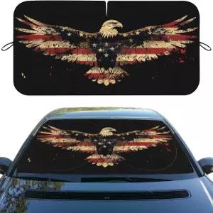 아메리칸 플래그 이글 자동차 앞유리 접이식 자외선 차단 세단 트럭 SUV 액세서리 59인치 L x 31.5인치 W