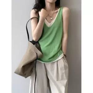 여사친 니트 여름 투피스 트렌디 아이템 티 브이넥 가짜 나시 셔츠 상의 트렌드 슈슈1 HT1