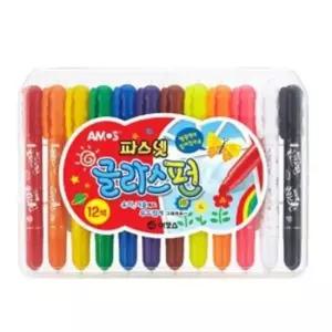 [문구/오피스] 아모스 고체 형광펜 필기 도구 색칠 학용품 문구 12색