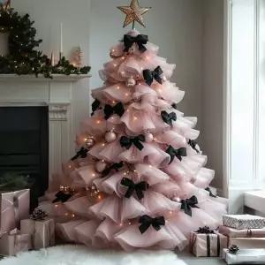 핑크 크리스마스트리 대형 장식 웨딩 쇼윈도우 아트 오너먼트 벽난로장식 크리스마스소품