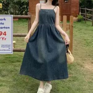 [SBD] 드레스 스모크밴딩 데님 원피스 빈티지 나시 데이트룩