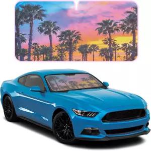 BDK 선셋 야자수 자동차 창문 햇빛 가리개 앞유리 바이저 자외선 차단 및 열 반사로 자동차/SUV/트럭