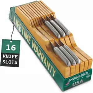 벨메인 100 순수 대나무 인 서랍 나이프 블록 16개의 슬롯 정리함 칼날을 내린 상태에서 안전하게 보관