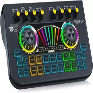 텐램프 X3 게이밍 오디오 믹서 3.5mm 콘덴서 마이크 입력이 있는 라이브 사운드 카드 PC용 보이스 체인저