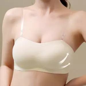 여자 4단 후크 투명끈 포함 패드 너와이어   여성 속옷 여름   심리스 언더웨어