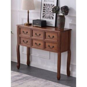 북유럽 원목 콘솔 화장대 라이트월넛 엔틱 복도장 80x32x82cm 가구