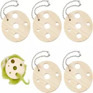 회전용 NBEADS 10개 원형 목재 다이즈 실 손 방적 방적기 초급 및 고급용 스핀들 구멍 12/10/7/5/3mm