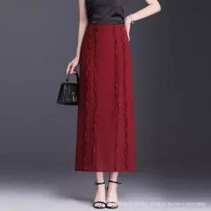 스커트 여성용 오피스룩 여름 트렌디 아이템 H라인 일자 밴딩 허리 트임 힙색 원턱 HT2