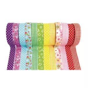 컬러레이션 패브릭 테이프 12개 세트 다양한 색상 각각 13피트 폴카 닷 플로럴 깅엄 디자인 예술 및 공예