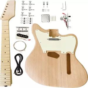 DIY 전기 기타 키트 초보자 6줄 마호가니 바디 하드 메이플 넥 핑거보드와 함께 나만의 제작하세요