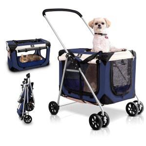 펫럽 반려동물 유모차 분리 형견 2마리 45파운드 캐리어 소형견부터 베개