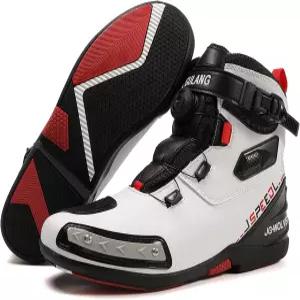 남녀용 TEOKJ 모터사이클 슈즈 MOZ 클로저 시스템이 적용된 강화 스트리트 라이딩 발목 지지대 미끄럼 방지