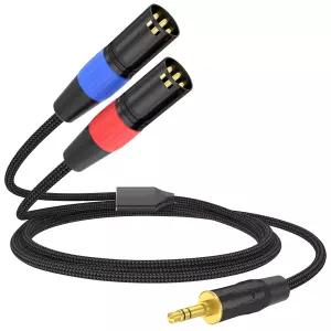 HOSONGIN 3.5mm 듀얼 XLR 남성 케이블 6FT 1/8인치 TRS 스테레오 2 오디오 어댑터 코드 믹서 PA 스피커