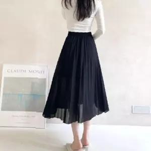 여성 밴딩 주름 롱스커트 쉬폰 스커트 봄 여름 치마 간절기 하의