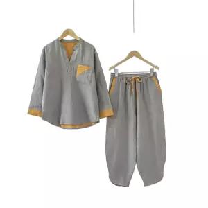 찜질방복 여성 황토 사우나복 긴팔 상하의 마사지 편안한복