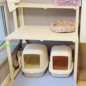 고양이화장실선반 캐비닛 다이 공간 원목 2층 선반 가구