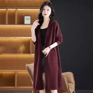 롱 니트 가을 솔리드 위 스웨터 카디건 붐 봄가을 가디건 후드 여성패션 무릎 DL3