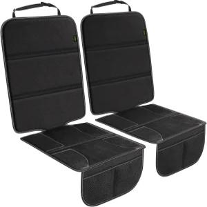 카시트용 PIDO 프로텍터 두꺼운 패딩 및 수납 포켓이 있는 2팩 차량 가죽 실내 장식용 방수 보호 커버 매트