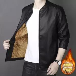 남성용 캐주얼 기모 재킷 가죽옷 봄가을 차이나카라 점퍼 항공 PU가죽 젠3