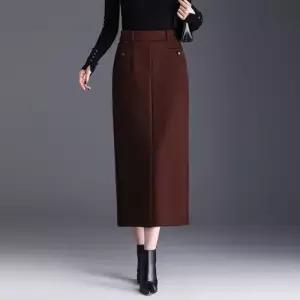 M1 여성용 스커트 치마 가을 롱 우아한 트임 원턱 정장 일자 H라인 힙업 JEN3