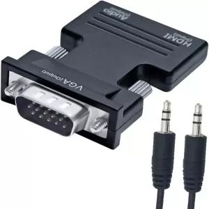구형 컴퓨터 모니터 PC 프로젝터 1080P 비디오(여성 HDMI 입력 남성 VGA 출력)를 위한 3.5mm 오디오 포트가