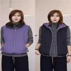 캐주얼 여사친 민소매 아이템 다운 순판 트렌디 조끼 후드 양면 HT1