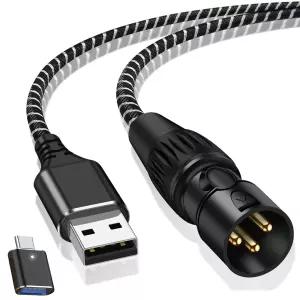 BOIOT USB-XLR 케이블 6.6피트 오디오 스테레오 앰프 스피커 믹서 콘솔용 남성 출력 코드 등