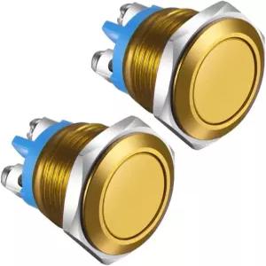 16mm 골드 쉘 나사 단자 3A/12V 24V 36 DC 110V 250VAC 순간 푸시 버튼 1NO IP65 SPST 방수 알루미늄 합금