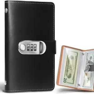 자물쇠가 달린 머니백 - 현금을 위한 은행 가방 지갑 잠금 블랙을 오거나이저