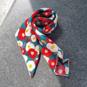 면 반다나-개별포장-가능-동일가격선택묶음가능 손수건 스카프 (동백꽃3 트렌드 인기제품 청록)