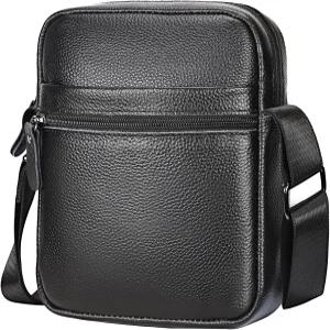 레타리오 남성 크로스바디 숄더백 업무 출장용 순정 가죽 소형 메신저백 블랙 사이드 지갑