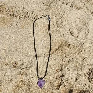 보라 자수정팬던트 끈목걸이 스톤 원석