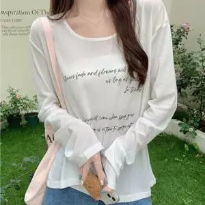 여성 얇은 데일리 긴팔 레터링 티셔츠 롱슬리브 루즈핏 2색