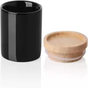 Sweejar Kitchen 세라믹 식품 저장 용기 분쇄 커피 차 설탕 향신료 등을 제공하기 위한 밀폐형 나무 뚜껑이