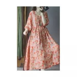 에네로 레이스 원피스 빈티지 오렌지 모시 중기장 여름 스커트 UNO2