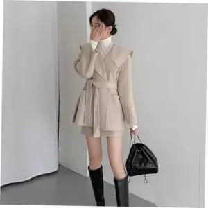 가을코트 세일러 빅카라 모직 하프 코트