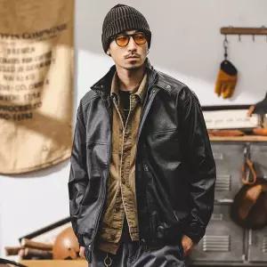 남성용 빈티지 여자친구가 하드한 루즈핏 점퍼 봄가을 가죽 레더 항공 코트 좋아하는 라이더 자켓 MODU3