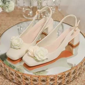 알마센 여친 웨지힐 샌들 슈즈 바오터우 스퀘어 스타일 하이힐 두꺼운 굽 ADOR2