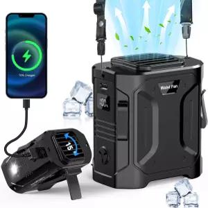 수누니 10000mAh 휴대용 허리 팬 클립 웨어러블 벨트 셔츠 본체 핸즈프리 충전식 배터리 5단 속도 및