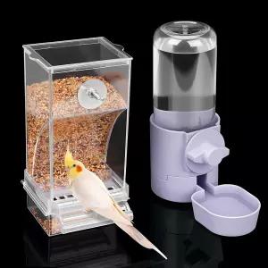지저분한 새 모이통 급수기 세트 케이지용 코카티 핀치 버지 및 카나리아용 케이지 액세서리 없음