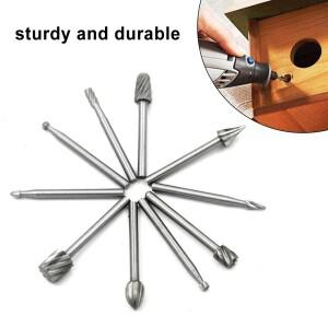 강 전기 조각 밀링 커터 10개 목공용 로터리 파일 DIY 루터 광택 유광 헤드 홀 드릴