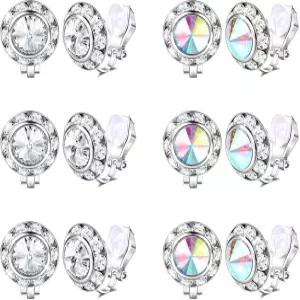 헤일로 귀걸이 라인스톤 크리스탈 여성용 원형 아크릴 스톤 인사이드 댄스 경연대회 무대 오페라 공연 웨딩