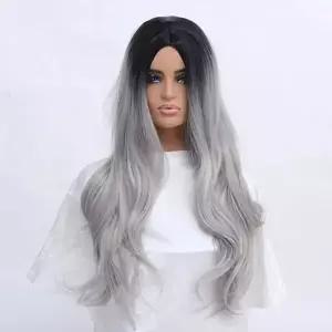 [콩심팥심]은발 투톤 웨이브 긴머리 가발