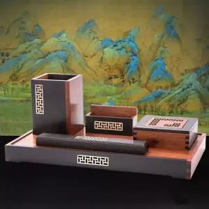 나무 펜 홀더 사무실 장식품 고급 데스크탑 책상 마호가니 비즈니스 선물