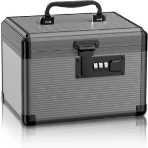 코드가 있는 의약품 자물쇠 상자 탈착식 트레이가 가정용 휴대용 구급 10 6.9 인치 블랙