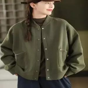 마킷4 캐주얼 가을 여자 면 니트 야구복 트레이닝 하이넥 티셔츠 카디건 아우터 맨투맨 JEN3